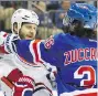  ?? GETTY IMAGES ?? Mats Zuccarello of the Rangers took exception when Steve Ott stroked his hair in Game 3.