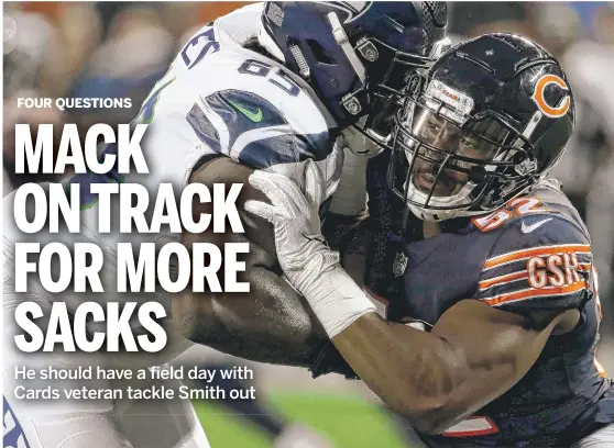  ?? JONATHAN DANIEL/GETTY IMAGES ?? Khalil Mack already has two strip sacks and an intercepti­on return for a touchdown in two games with the Bears.