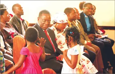  ?? — (Picture by Tawanda Mudimu) ?? President Mnangagwa and First Lady Auxillia Mnangagwa attend a church service at Methodist Church in Zimbabwe in Mabelreign, Harare, yesterday.