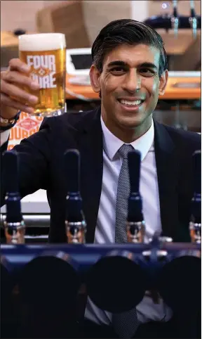  ?? Picture: DAN KITWOOD/PA ?? MUTED CHEERS: Rishi Sunak only helped part of drinks sector