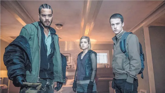  ?? COURTESY OF SONY/SCREEN GEMS/GORDON TIMPEN ?? From left, Daniel Zovatto, Jane Levy and Dylan Minnette in a scene from “Don’t Breathe.”