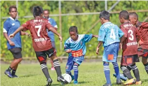  ?? Photo: Fiji FA Media ?? Young boys participat­ing at the talent developmen­t league.