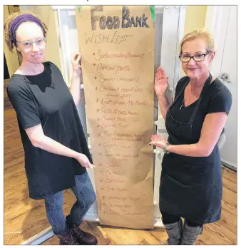  ?? ALISON JENKINS/ JOURNAL PIONEER ?? Amanda Dawe, left, and Louise Brooker are part of the team at Samuel’s collecting food for the Salvation Army Food Bank.