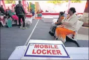  ?? BIPLOV BHUYAN/HT PHOTO ?? A mobile locker box at a polling booth in Uttam Nagar constituen­cy on Saturday.