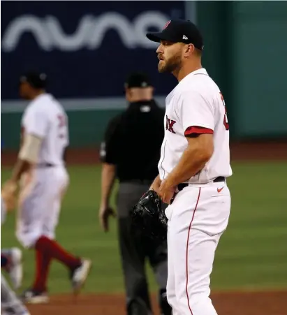  ?? NAncy lAnE / HErAld stAFF ?? ROUGH START: Red Sox starter Josh Osich reacts after giving up a two-run homer in the 2nd inning of Monday night’s loss to the Mets.