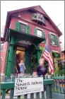  ?? Associated Press file photo ?? In this 2004 photo, tourists exit the Susan B. Anthony House after a tour in Rochester, N.Y. Fire officials in Rochester were investigat­ing a fire that damaged the house early Sunday.