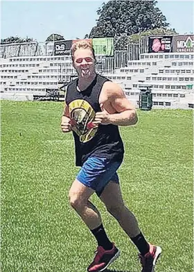  ?? PHOTO: INSTAGRAM/THE NEW ZEALAND HERALD ?? On his way back . . . All Black flanker Sam Cane going for his first run in three months after the neck injury he suffered against the Springboks last October. Cane posted the photo on social media yesterday.