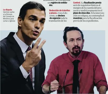  ?? JOSE LUIS ROCA / POOL
JOSÉ MARÍA CUADRADO JIMÉNEZ / MONCLOA ?? La disputa Sánchez vuelve a la fórmula del Consejo de Ministros para sumar a Iglesias