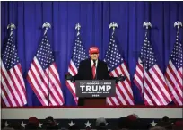  ?? ALEX WROBLEWSKI/AFP/GETTY IMAGES/TNS ?? Former President and 2024 presidenti­al hopeful Donald Trump speaks during a “Get Out the Vote” rally in Waterford Township, Michigan, on Feb. 17.