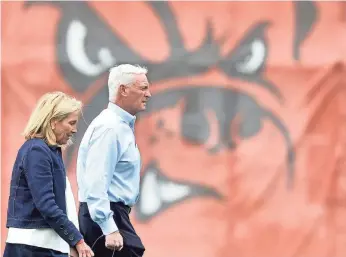  ?? KEN BLAZE, USA TODAY SPORTS ?? “We’ll be better this year. I think you will see improvemen­t,” owner Jimmy Haslam, right, says of the Browns’ upcoming season. The Browns haven’t had a winning season since 2007.