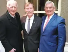  ??  ?? Former TD Mattie Brennan, Cllr Jerry Lundy and former EU Commission­er Ray MacSharry at the Southern hotel breakfast briefing with Michael McGrath T. D. last Thursday February 16th.