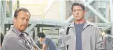  ??  ?? Sylvester Stallone (67) and Arnold Schwarzene­gger (66) team up to escape from an ultra-secure prison.