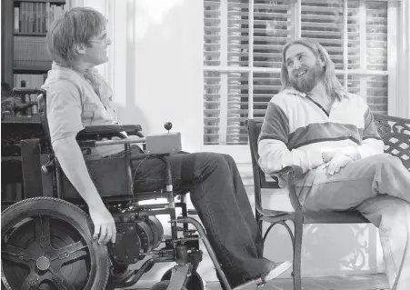  ?? AMAZON STUDIOS ?? Joaquin Phoenix, left, plays wheelchair-bound alcoholic John Callahan in Don’t Worry, He Won’t Get Far on Foot.