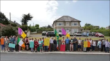  ??  ?? Protestors at Slaney House on Newtown Road in July.