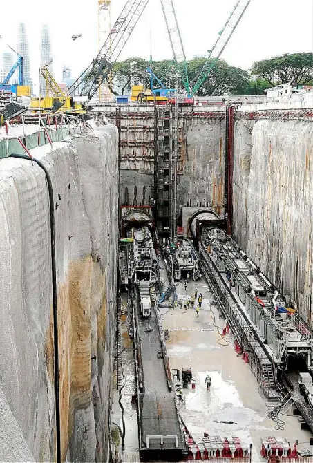  ??  ?? Digging for the future: The beginning of Malaysia’s journey towards being self-sufficient in tunnelling starts with LIne 1 of KVMRT, where more than RM5bil is flowing to dozens of Malaysian companies that managed to secure work on the undergroun­d...