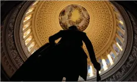  ?? Photograph: Michael Reynolds/EPA ?? Long shadow … the statue of the first US president George Washington beneath the rotunda of the Capitol building in Washington DC.