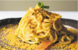  ?? Randi Lynn Beach / Special to The Chronicle 2015 ?? A plate of spaghetti with bottarga at La Ciccia in S.F.