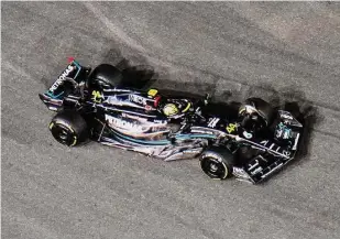  ?? Hassan Ammar/Associated Press ?? Mercedes driver Lewis Hamilton of Britain steers his car during the second free practice ahead of the Formula One Grand Prix in Jeddah, Saudi Arabia.