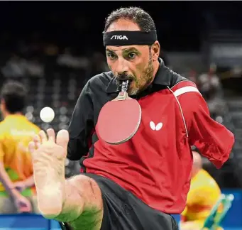  ?? - AFP ?? Hamadtou in action during the recent men's singles table tennis in Rio.