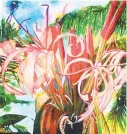  ??  ?? Brenda Drake, “Spider Lily,” digital and mixed media at Jo Fleming Contempora­ry Art