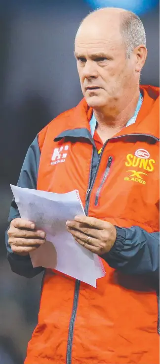  ?? Picture: GETTY IMAGES ?? Suns coach Rodney Eade has rarely read out a full-strength team.