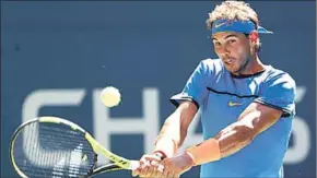  ??  ?? Rafael Nadal heeft zich maandag zonder moeite geplaatst voor de tweede ronde van de US Open. (Foto: Nusport)