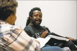  ?? Jay L. Clendenin Los Angeles Times ?? “THE MORAL SYSTEM was different,” says author Marlon James, in conversati­on with Roxane Gay, comparing African and Western styles of storytelli­ng.