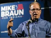  ?? MICHAEL CONROY / AP ?? While Mike Braun, a multimilli­onaire businessma­n, took out $6.4 million in loans to fund his primary campaign, he also publicly groused about the cost.