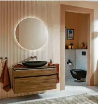  ?? Foto: Villeroy & Boch/tmn ?? Eine harmonisch­e Mischung von matten Beige‰, Braun‰ und Grautönen liegt im Badezimmer im Trend.