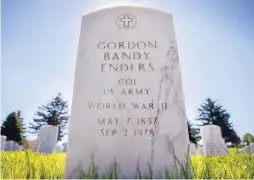  ?? EDDIE MOORE/JOURNAL ?? The grave of Gordon Bandy Enders at the Santa Fe National Cemetery. The ashes of Gordon’s wife and fellow adventurer Elizabeth Crump Enders will be buried with him on June 30.