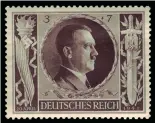  ?? ?? A semipostal engraved with Hitler’s right profile, face value 3pf, with a surcharge of 7pf, this stamp dated ‘20 April’, the ‘DEUTSCHES REICH’ subscript dating it before 1944