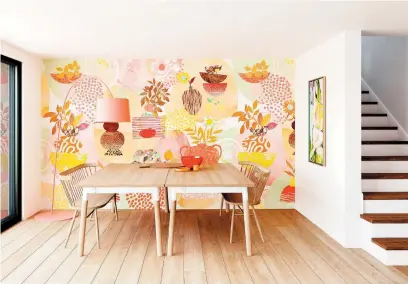  ?? ?? Revamp your home with punchy hues, like this mural from Ohpopsi. Credit: PA Photo/Ohpopsi.