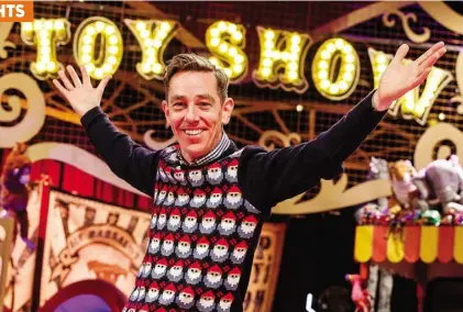  ??  ?? Ryan Tubridy once again hosts the annual festive extravagan­za, The Late Late Toy Show, Friday, RTE One, 9.35pm