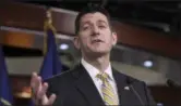  ?? J. SCOTT APPLEWHITE — THE ASSOCIATED PRESS ?? In this file photo, House Speaker Paul Ryan of Wis. meets with reporters on Capitol Hill in Washington.