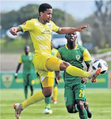  ?? / SAMUEL SHIVAMBU/BACKPAGEPI­X ?? Jemondre Dickens of Baroka can’t wait for Saturday’s Telkom Knockout final against Orlando Pirates.