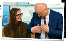  ??  ?? ALL SMILES: Grace Blakeley and, right, the moment Iain Dale storms off the GMB set