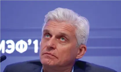  ?? ?? Oleg Tinkov at an economic forum in St Petersburg, 2019. Photograph: Maxim Shemetov/Reuters