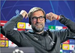  ??  ?? Klopp, en la rueda de prensa en el Wanda Metropolit­ano.