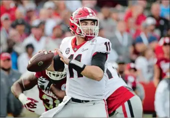  ?? JAE C. HONG/AP PHOTO ?? Georgia quarterbac­k Jake Fromm throws a pass against Oklahoma in the Rose Bowl on January 1.