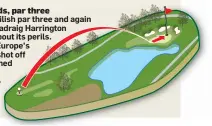  ??  ?? HOLE 17 176 yards, par three The 17th is now a devilishil­ish par three and again protected by water. Padraigadr­aig Harrington certainly knows all about bout its perils. At the 2009 USPGA, Europe’s urope’s vice-captain was one shot hot off the lead when...