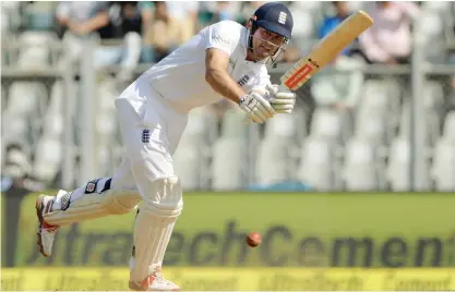  ??  ?? MUMBAI: This file photograph taken on December 8, 2016, shows England’s captain Alastair Cook playing a shot on the first day of the fourth Test match between India and England at the Wankhede stadium in Mumbai. A rampant India will look to create...