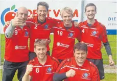  ?? FOTO: PR ?? Zeigen eine konzentrie­rte Leistung, die Faustballe­r des VfB Friedrichs­hafen (von links): Jens Krüger, Mario Müller, David Ressel, Fabian Schmidt. Vorne: Tobias Paul und Marc Gerhardt.