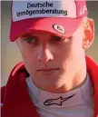  ?? AFP ?? Michael Schumacher, 50 anni, al suo ultimo giorno da pilota Ferrari nel 2006; sopra il figlio Mick, 19, campione di F.3