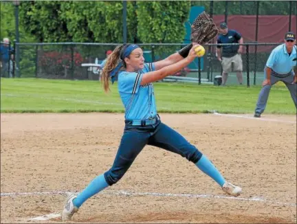  ?? GENE WALSH — DIGITAL FIRST MEDIA ?? North Penn pitcher Mady Volpe delivers a pitch against St. Hubert Monday. The Knights face Parkland in the PIAA-6A quarterfin­als today.