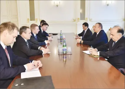  ??  ?? President Ilham Alyev received a delegation led by Foreign Minister of Latvia Edgars Rinkevics on February 12.