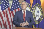  ?? TASOS KATOPODIS/ GETTY IMAGES ?? House GOP leader Kevin McCarthy’s recent actions indicate that sticking with the former president is the party’s priority.