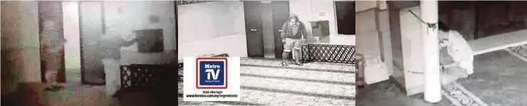  ??  ?? RAKAMAN CCTV menunjukka­n dua lelaki memecah tabung masjid di Masjid Jamek Sungai Rambai.