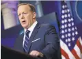  ??  ?? Press Secretary Sean Spicer asserts Friday that members of Obama’s administra­tion had done ‘very, very bad things.’