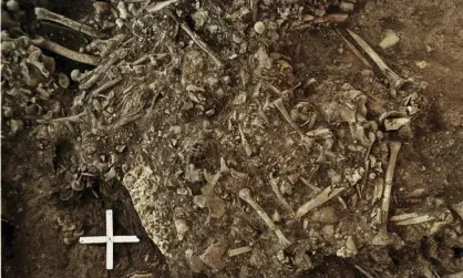  ??  ?? The oldest strain of the plague was found in the teeth of a 20-year-old woman, whose remains were among those of 78 people buried in a passage grave in Gökhem, western Sweden. Photograph: Cell Press