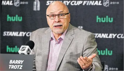  ?? AP PHOTO ?? Washington Capitals head coach Barry Trotz answers a question during a news conference in Las Vegas on May 28.